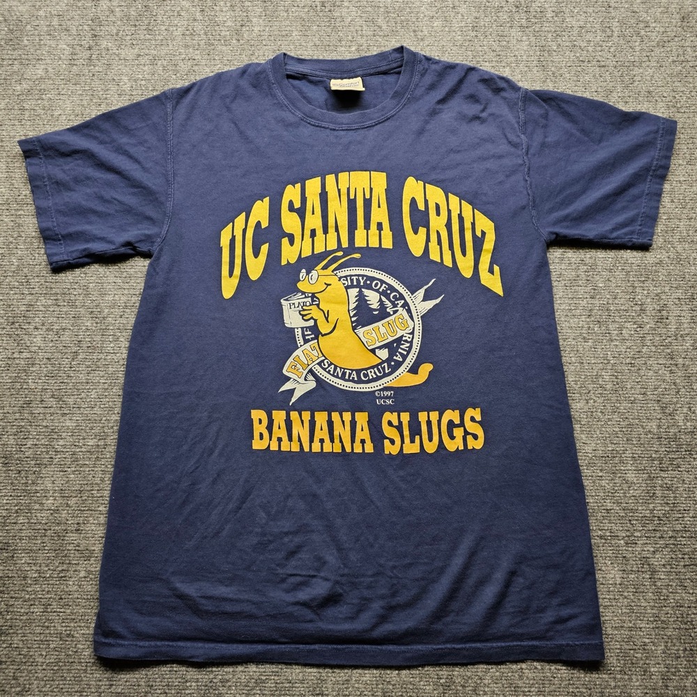 UC Santa Cruz Banana Slugs T-Shirt Navy Blue Comfort Wash Small GDH100 Graphic